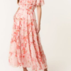 Floral Bardot Frill Maxi Dress