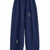 100% Linen Button Detail Trousers – Black & Navy