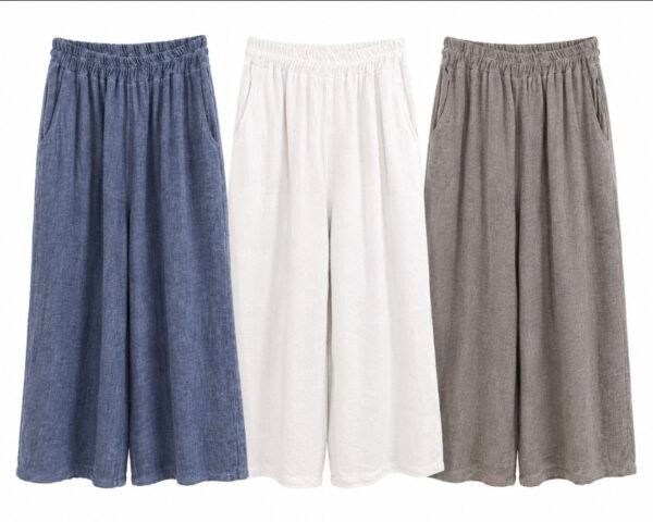 Washed Linen Cropped Trousers