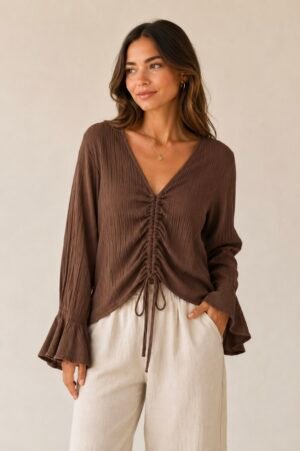 Ruched Front Crinkle Top