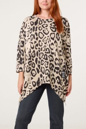 Leopard Print Zip Side Top – One Size