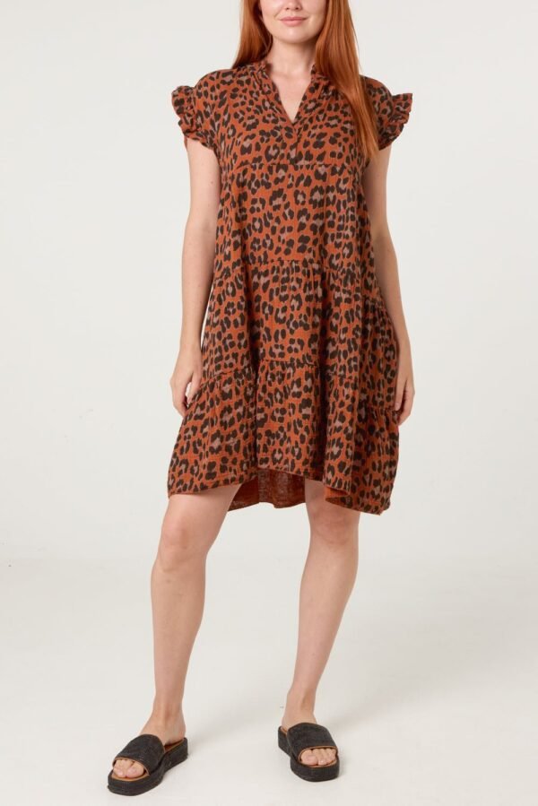 Leopard Print Cheesecloth Dress – One Size