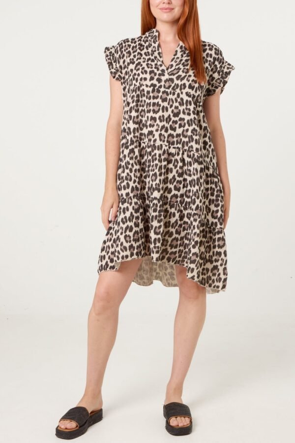 Leopard Print Cheesecloth Dress – One Size