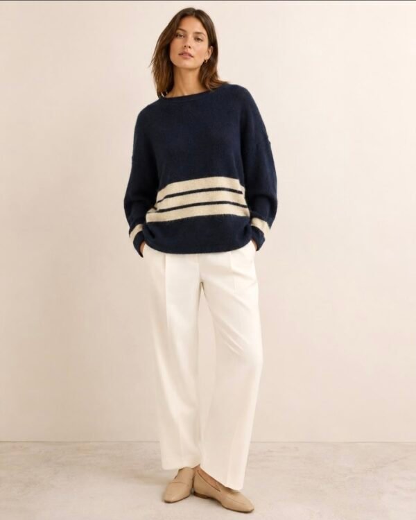 Navy Stripe Soft Knit Jumper