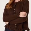 Ruffle Trim Button Cardigan