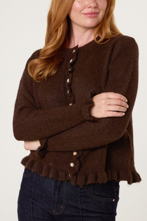 Ruffle Trim Button Cardigan
