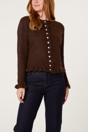 Ruffle Trim Button Cardigan