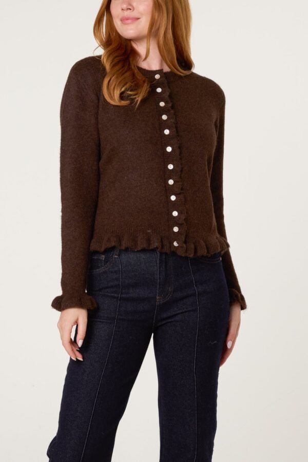 Ruffle Trim Button Cardigan