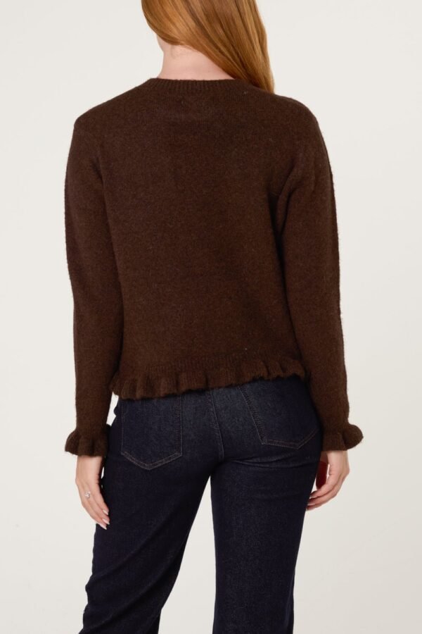 Ruffle Trim Button Cardigan