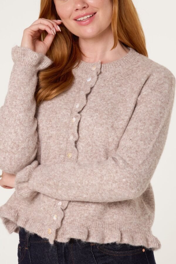 Ruffle Trim Button Cardigan
