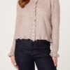 Ruffle Trim Button Cardigan