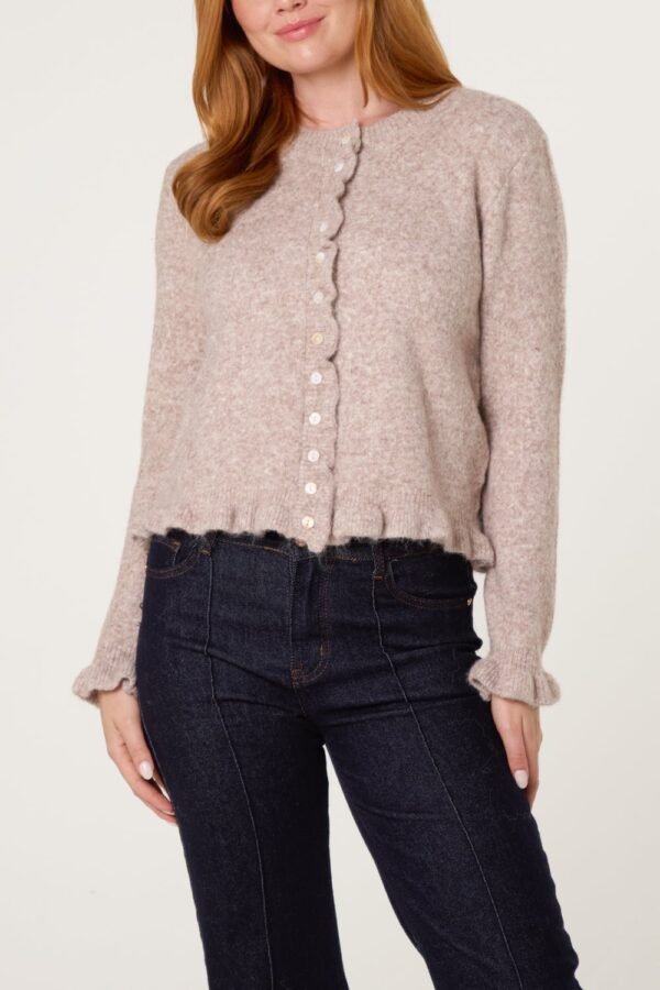 Ruffle Trim Button Cardigan