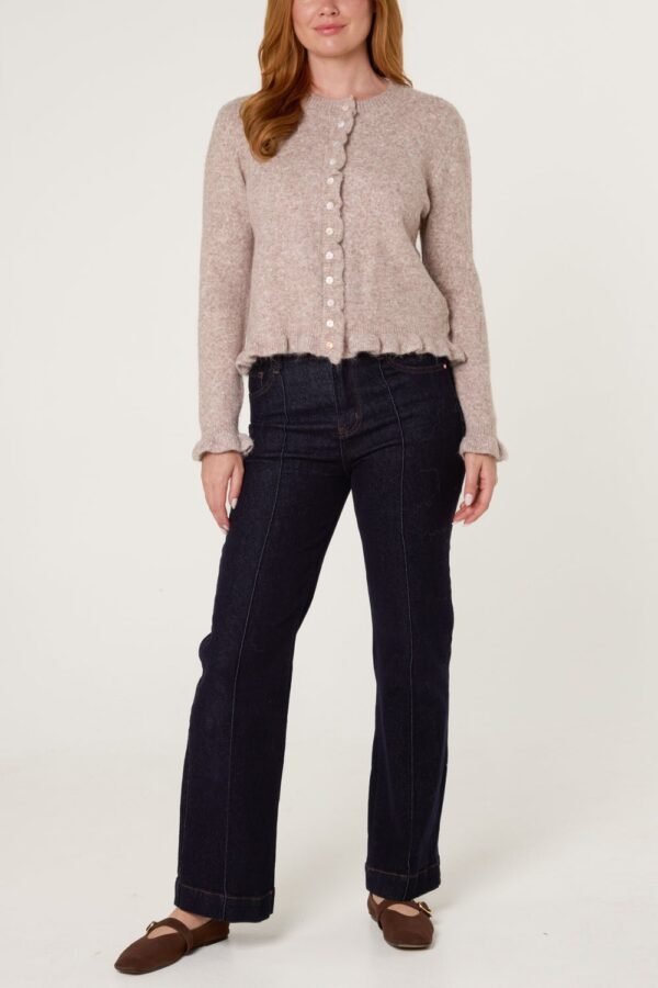 Ruffle Trim Button Cardigan
