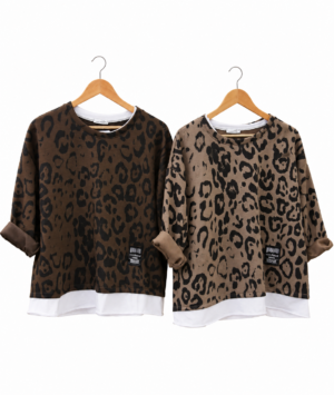 🤎 Leopard Print Layered Sweatshirt