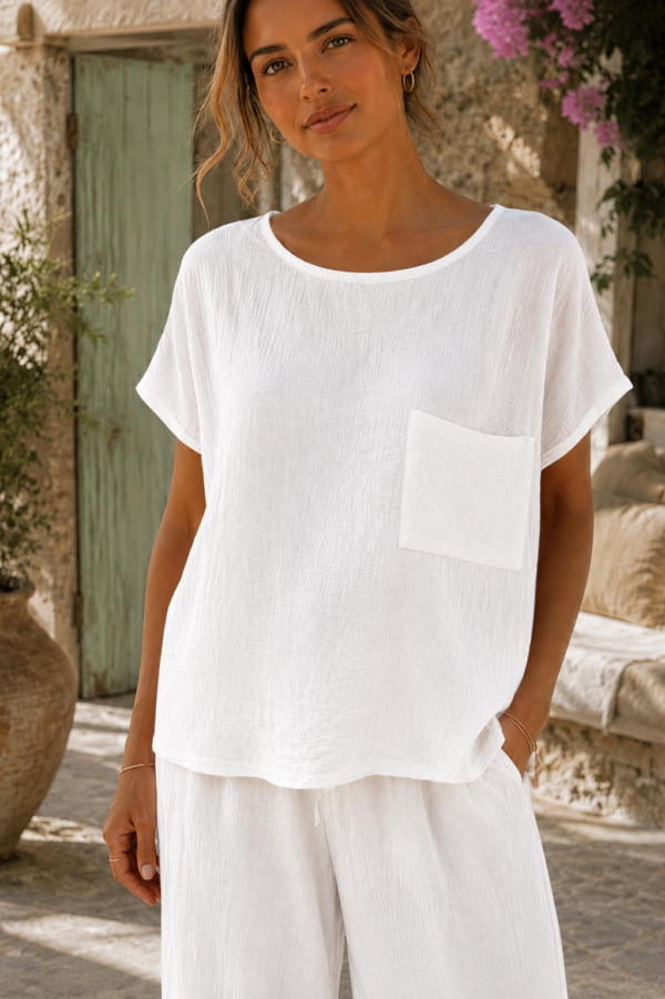 Crinkle Textured Pocket Top