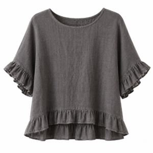 Linen Frill Sleeve & Hem Top