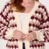 Pink & Burgundy Pattern Knit Cardigan
