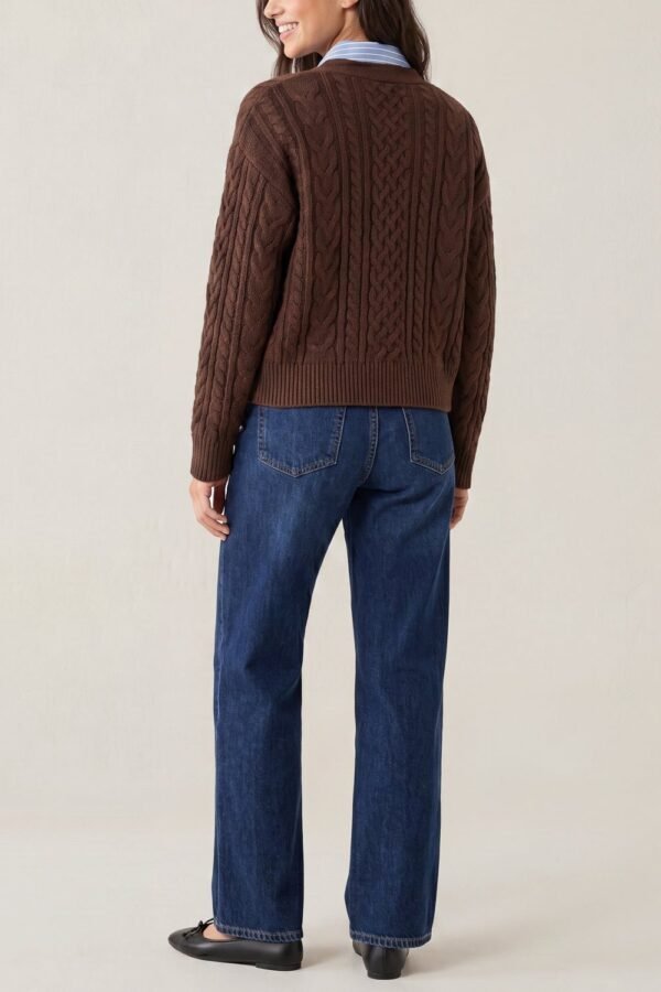 2026/08/1000482780.jpg Cable Knit Cardigan with Collar