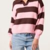 2026/08/1000485033.jpg Polo Collar Striped Knit Jumper