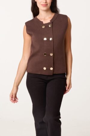 Gold Button Knit Waistcoat
