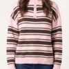 2026/08/1000485054.jpg Pink & Chocolate Striped Half-Zip Jumper