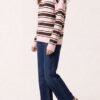 2026/08/1000485057.jpg Pink & Chocolate Striped Half-Zip Jumper