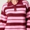 2026/08/1000485081.jpg Red & Pink Stripe Collared Jumper