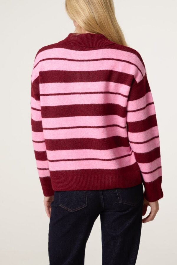 2026/08/1000485083.jpg Red & Pink Stripe Collared Jumper