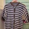 Wool Blend Striped Button-Up Cardigan