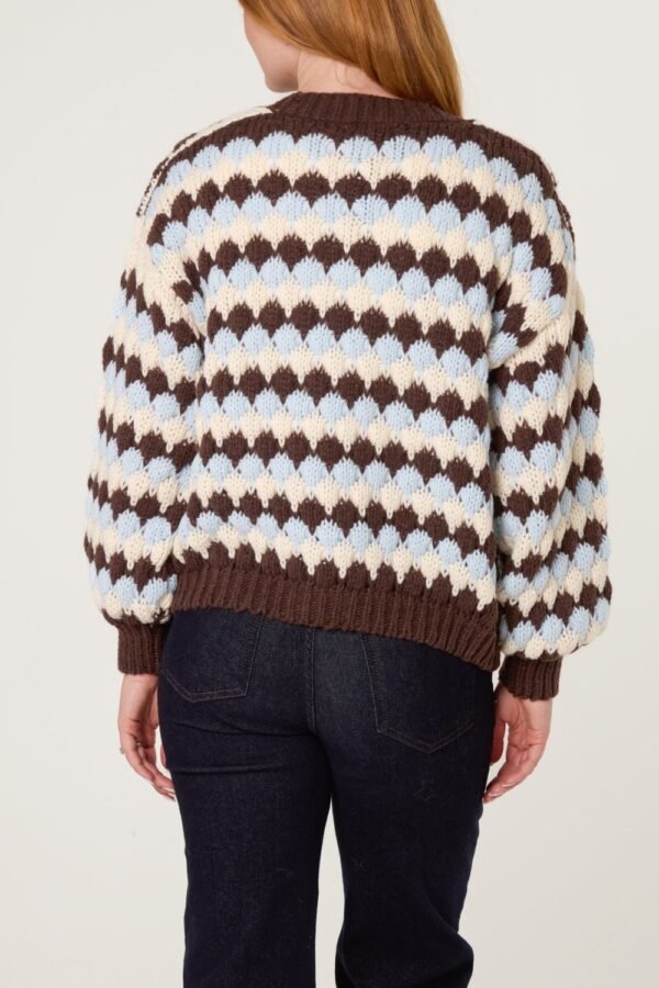 Chocolate and Blue Knit Cardigan