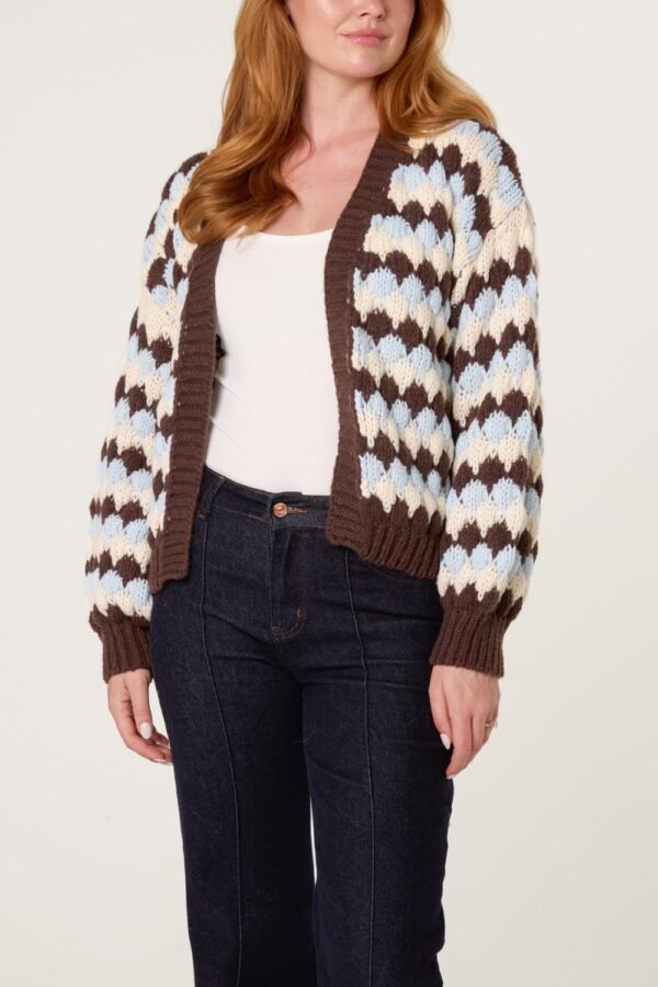 Chocolate and Blue Knit Cardigan