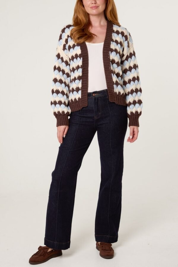Chocolate and Blue Knit Cardigan