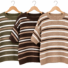 2026/08/1000488528.png Striped Knit Short Sleeve Jumper