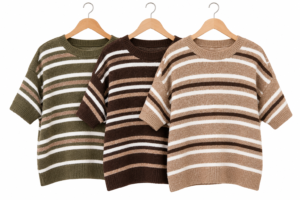Striped Knit Short Sleeve Jumper