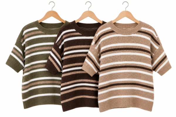 2026/08/1000488528.png Striped Knit Short Sleeve Jumper