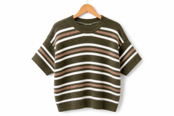 2026/08/1000488529.png Striped Knit Short Sleeve Jumper