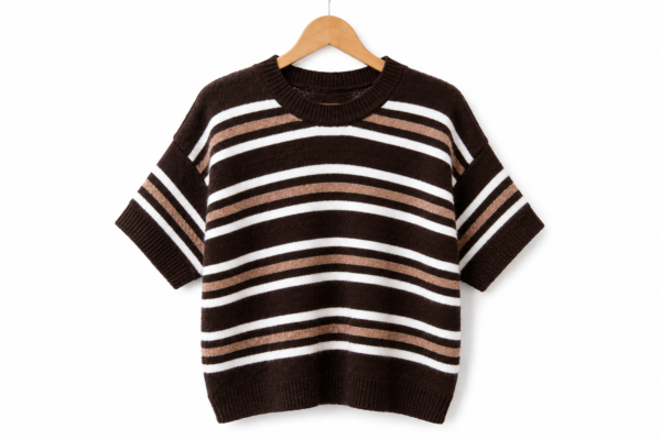 2026/08/1000488530.png Striped Knit Short Sleeve Jumper