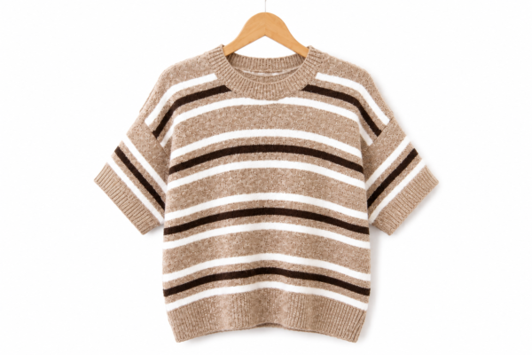 2026/08/1000488531.png Striped Knit Short Sleeve Jumper