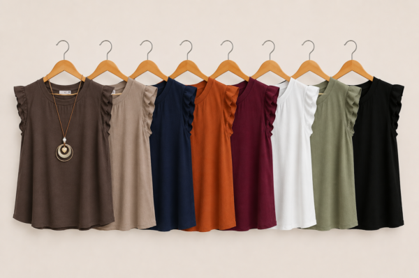 2026/08/1000488580.png Ruffle Sleeve Top With Necklace