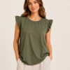 Frill Sleeve Top With Necklace