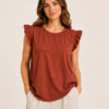 Frill Sleeve Top With Necklace