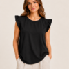 Frill Sleeve Top With Necklace