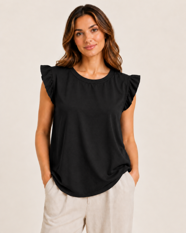 Frill Sleeve Top With Necklace