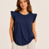 Frill Sleeve Top With Necklace
