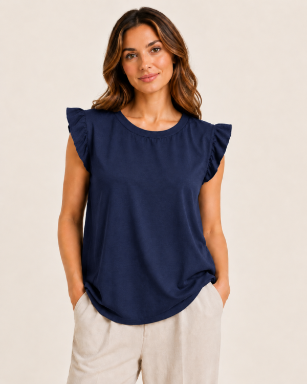 Frill Sleeve Top With Necklace