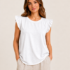 Frill Sleeve Top With Necklace