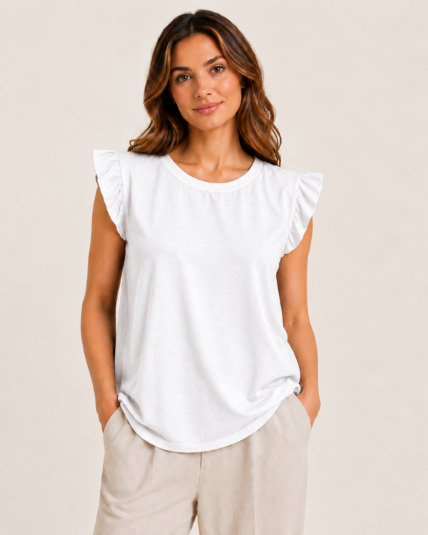 Frill Sleeve Top With Necklace