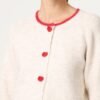 Cream Red Button Cardigan