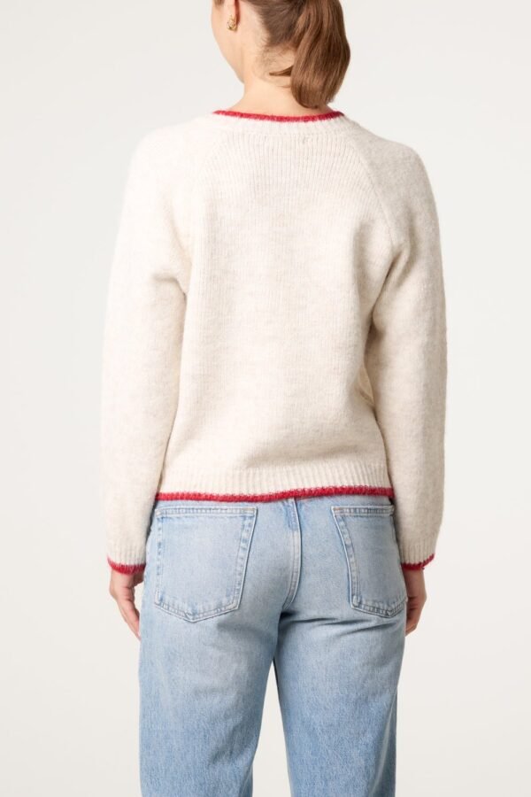 Cream Red Button Cardigan