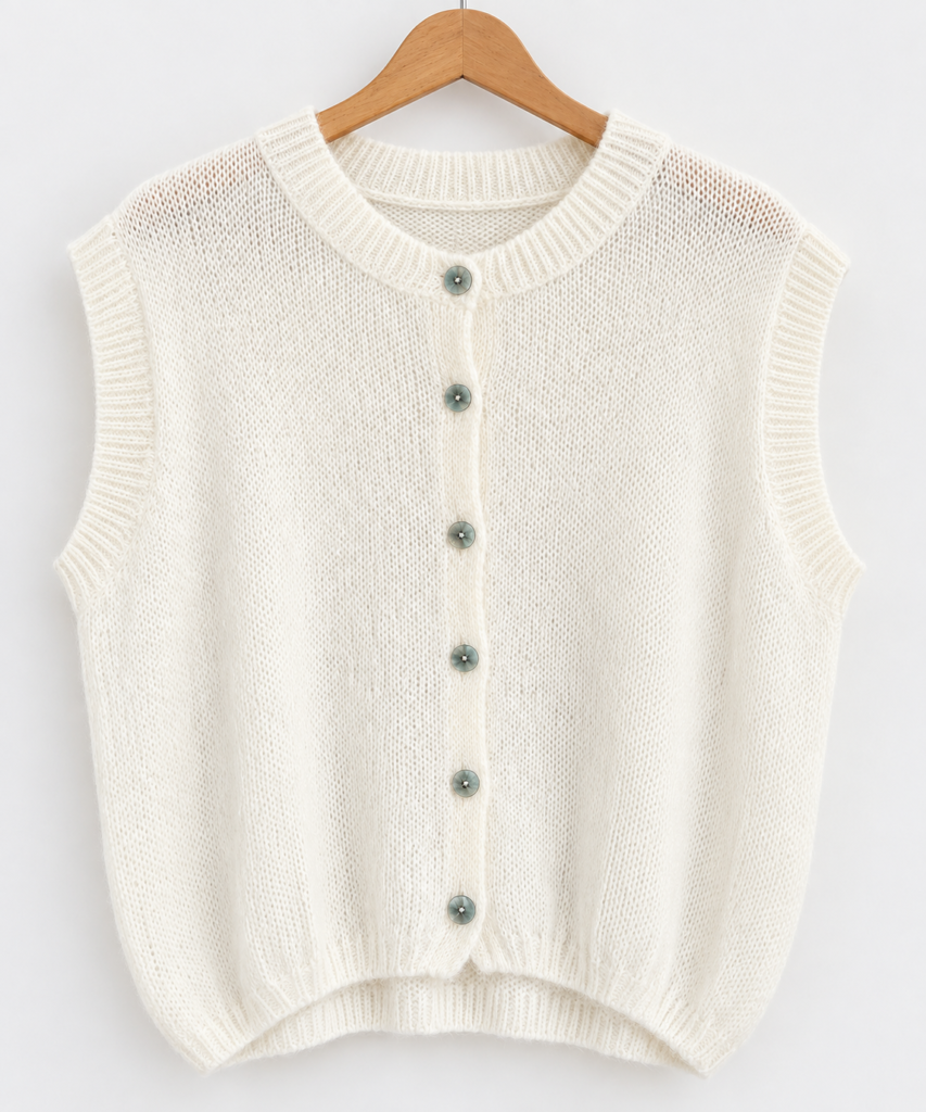 Mohair Blend Sleeveless Cardigan